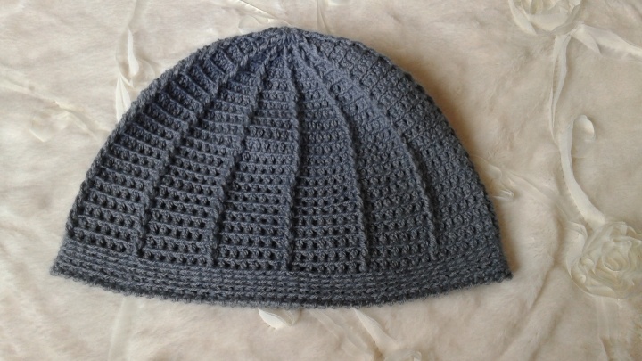 gray hat crocheted