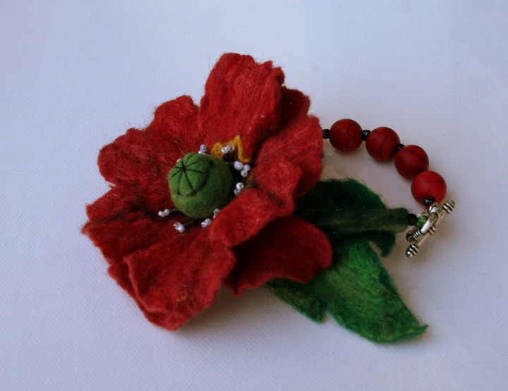 Felt bracelet ,, ,, Spring flowers chords picture no. 3