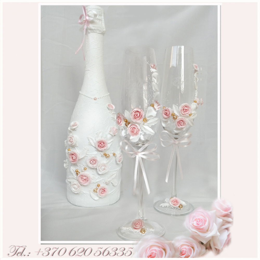 Wedding glases and bottle of champagne