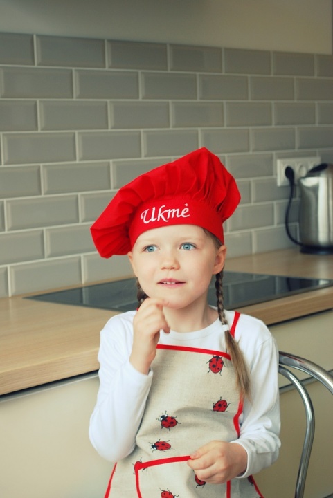 Children kitchen apron and hat