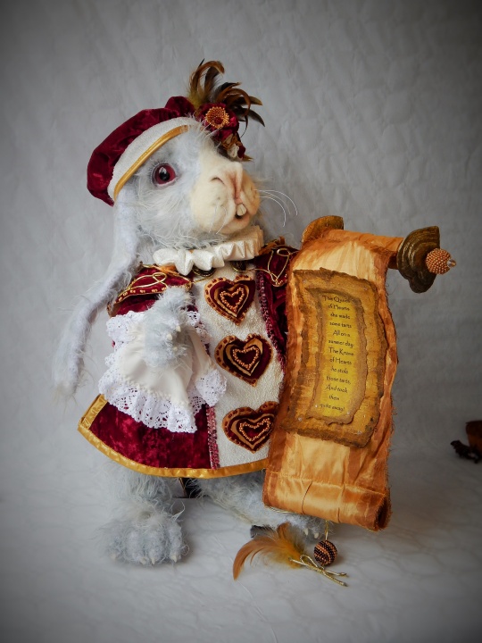 White Rabbit Herald - crocheted white and gray interior halls toy