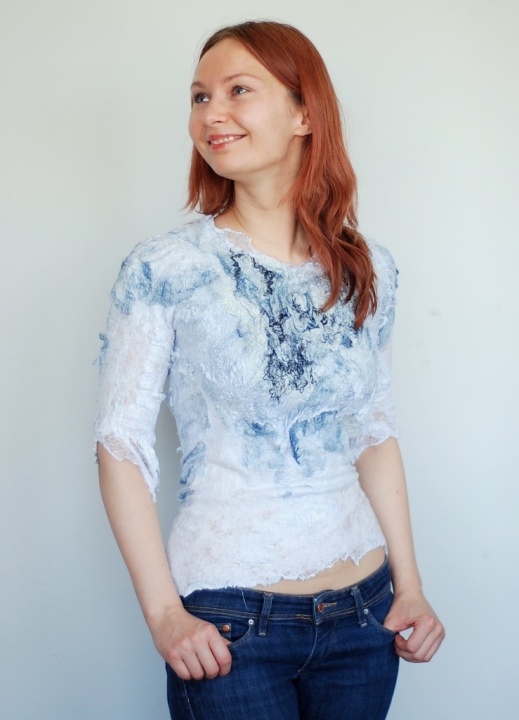 Mottled gray blouse summer