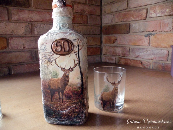 Decorated whiskey bottle " moose "