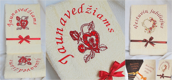 Embroidered towels - Just Married - wedding - Wedding Anniversary picture no. 2
