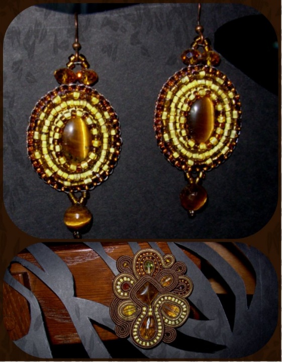 Earrings with tiger eyes