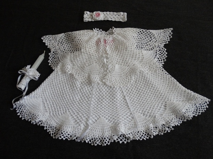 Crocheted christening Set Mergytei