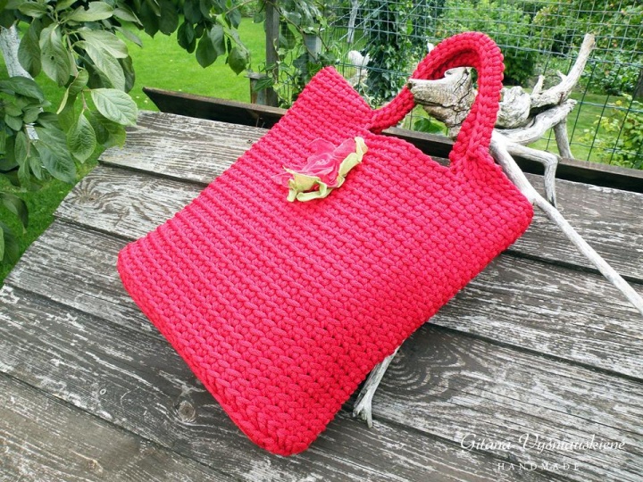 Crocheted handbag - terbium " Red picture no. 3