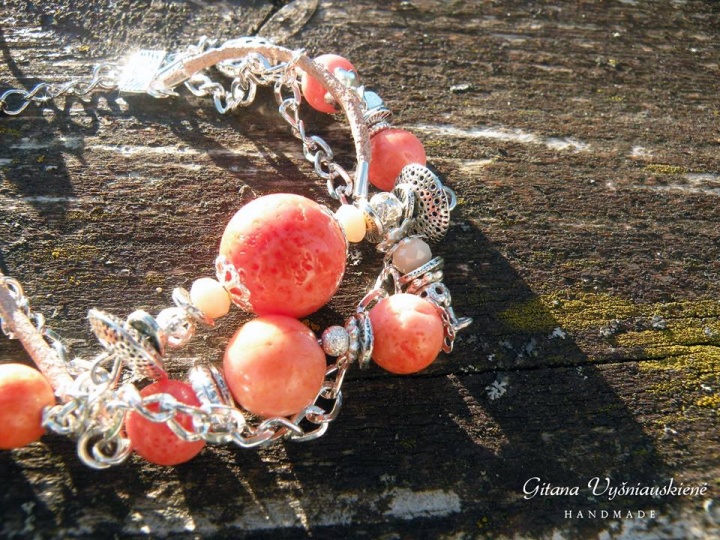 Bracelets and earrings kompektas " Coral " picture no. 2