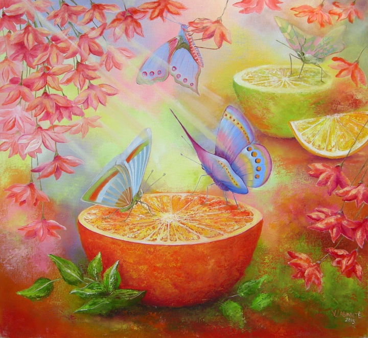 Tropical Butterflies 55x60, oil / canvas