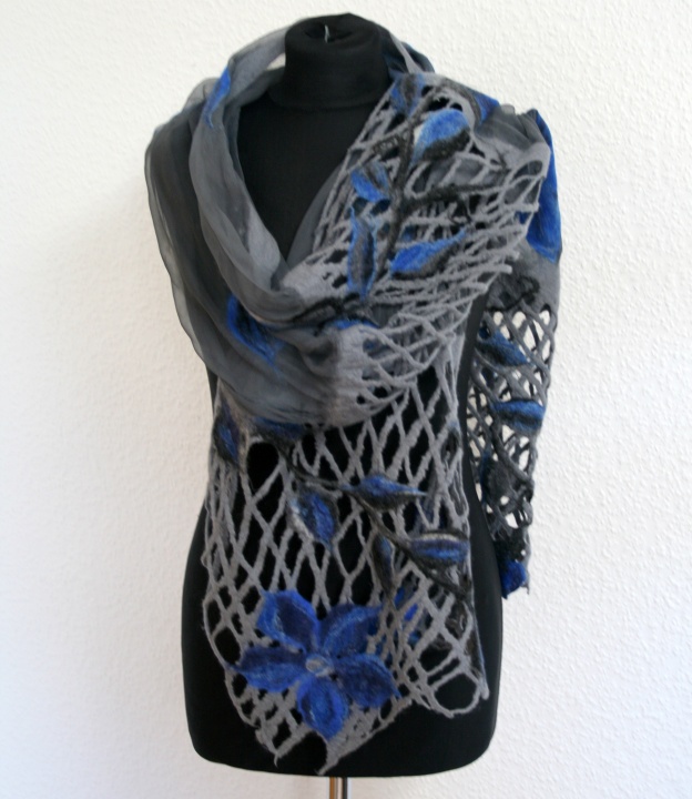 Blue flowers scarf ,, ,,
