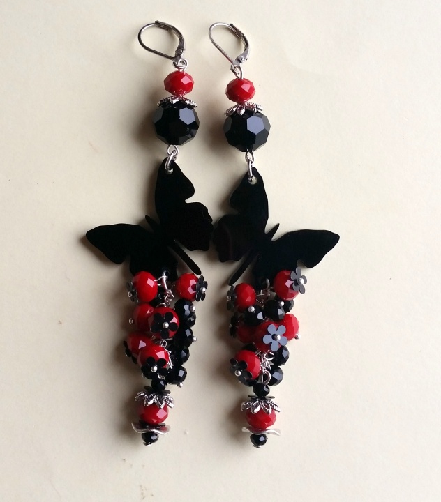 Earrings with black butterflies