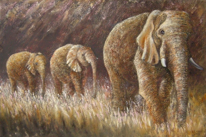 Three elephants 60x90