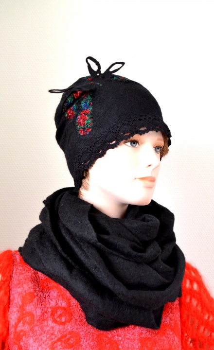 Set - scarf and cap-hood " Dancing butterfly "
