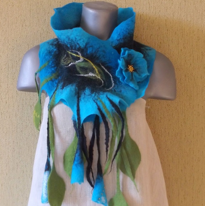 felting processes turquoise scarf