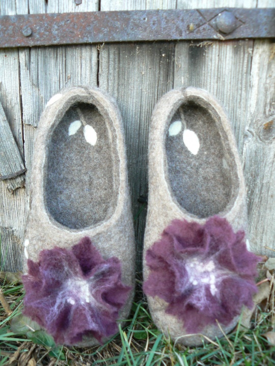Felt slippers - Bordeaux rings