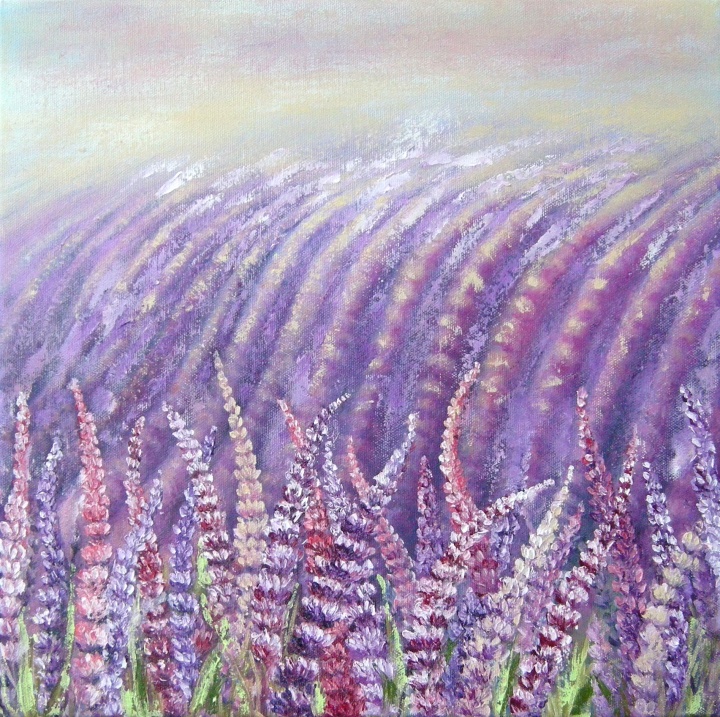 Lavender Hill 35x35, oil on canvas