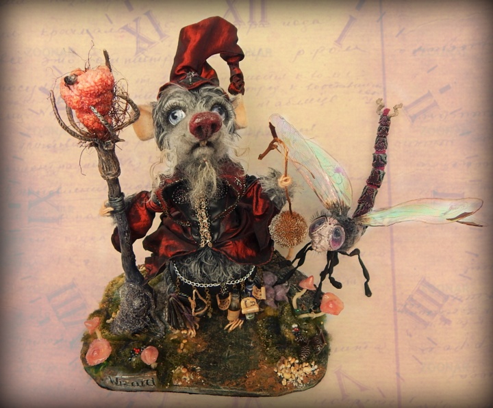 Crochet mouse rat soft sculpture / poseable art doll - Secret Dwarf the Wizard