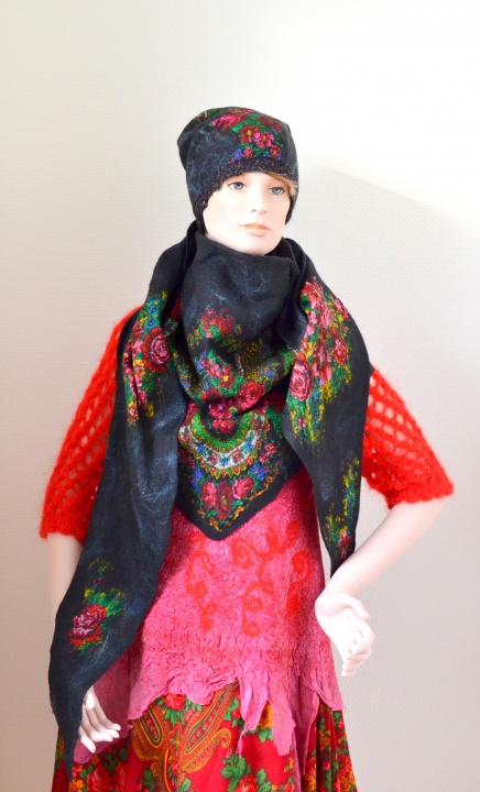 Felted set - hat and shawl 