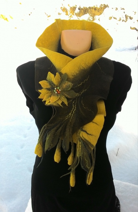 Brown yellow scarf "Autumn"