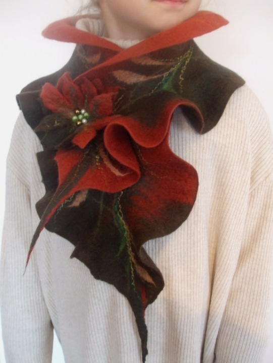 Brown and red (rust) color scarf 