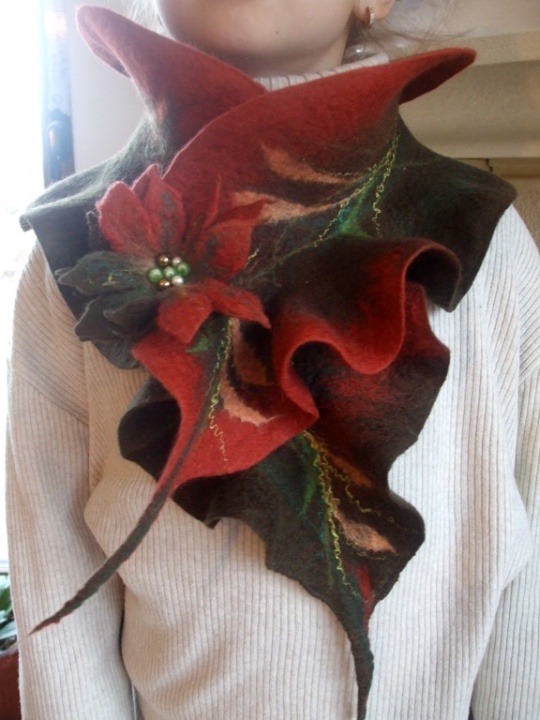 Brown and red (rust) color scarf  picture no. 3