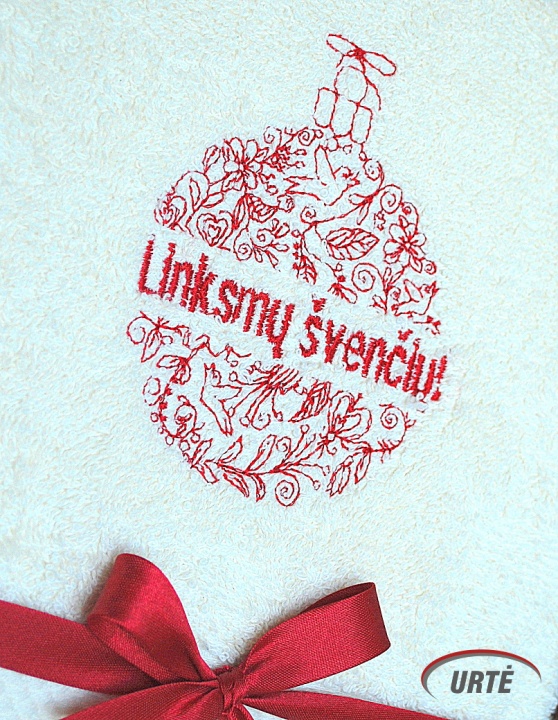Linksmų švenčių - Siuvinėtas rankšluostis