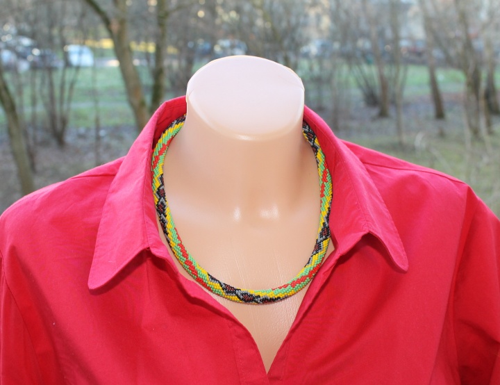The Serpent in Lithuania, crochet beaded rope necklace, handmade, beadwork picture no. 2