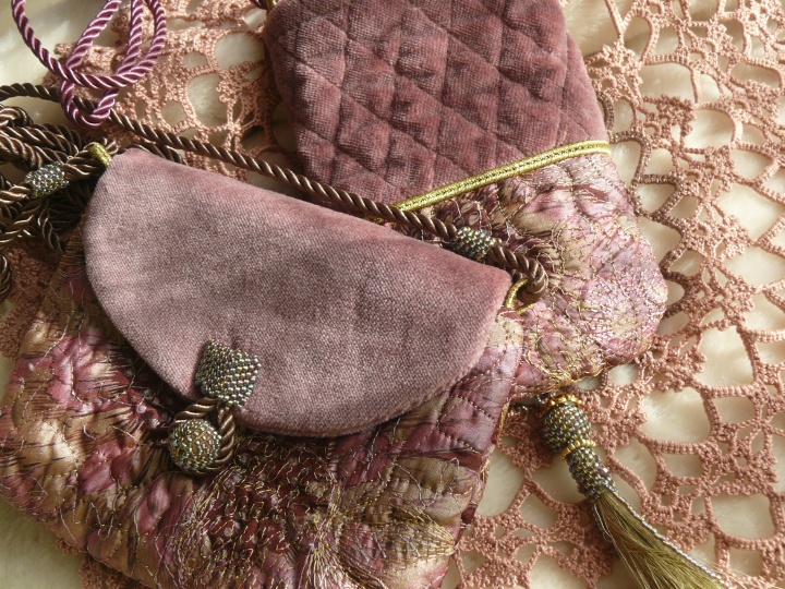 Mini bag or smart phone case "Dusty Rose" boho style.