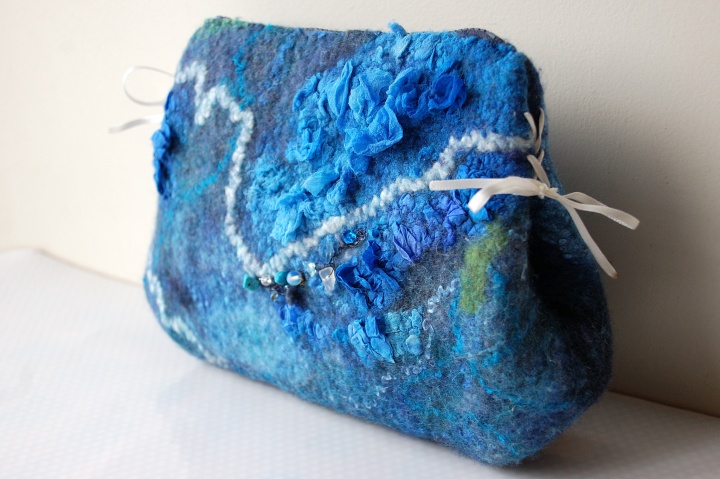 Felted cosmetic bag "Blue sea "