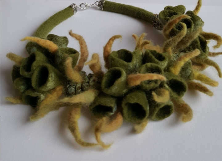Felted necklace-coral