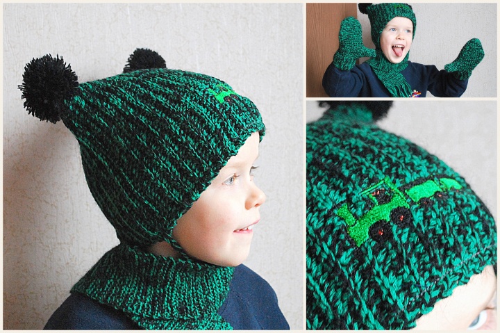 Green train - hat for boy