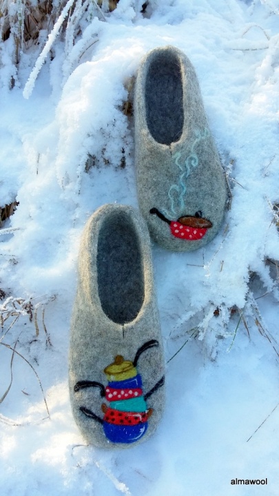 Felted slippers Pots picture no. 2
