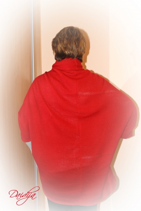Large Long Cardigan, Red Ruby Color, Oversized Dolman Jacket, Loose Cardigan picture no. 2