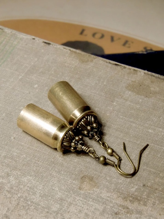 Earrings with brass bullets