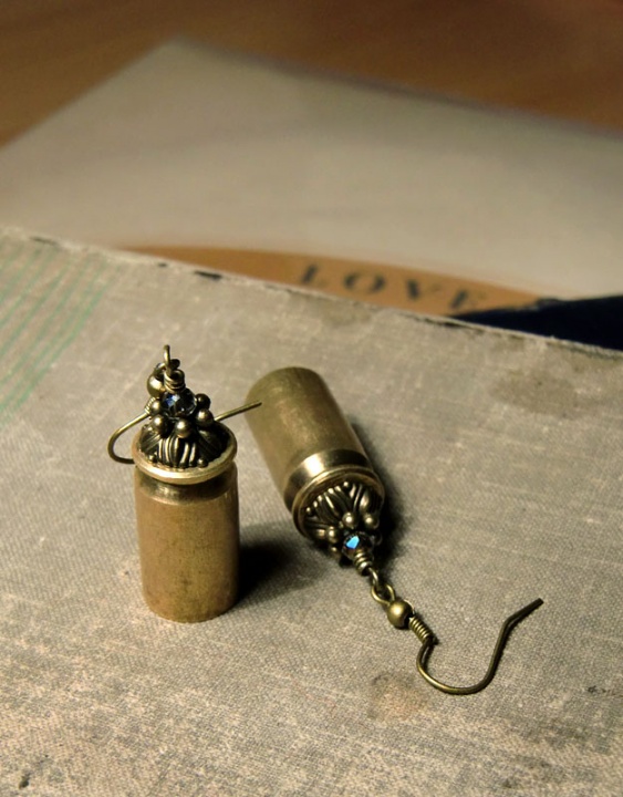 Earrings with brass bullets picture no. 2
