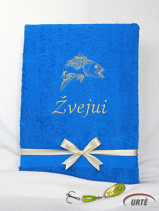 Dovana žvejui - siuvinėtas rankšluostis