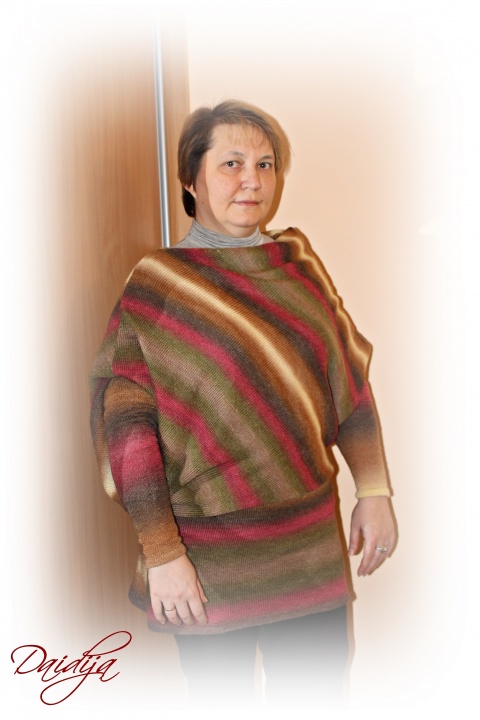 Knitted Loose Asymmetrical Dress Tunic, Long sleeves, Melange Color, Alpaca wool