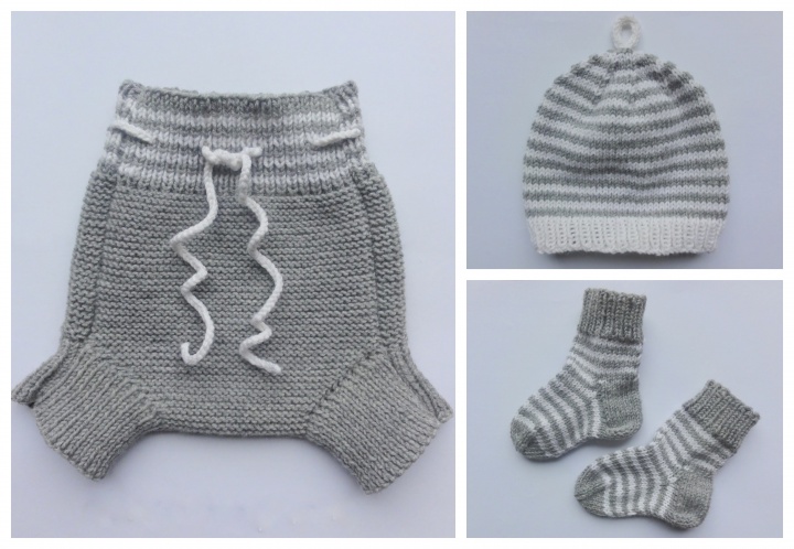 Newborn Baby Set (pants, hat, booties)