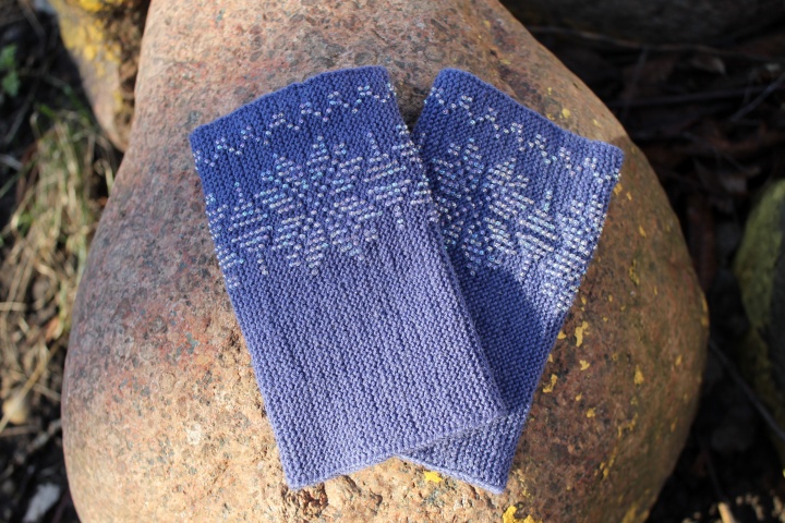 Blue Gray Color Wrist Warmers, Beaded Arm Warmers, Luxurious Cashmere Wool