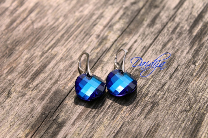 Classic Blue Silver Earrings, Bermuda Blue Swarovski Crystal, Dangle Earrings