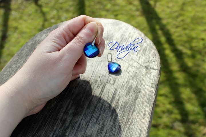 Classic Blue Silver Earrings, Bermuda Blue Swarovski Crystal, Dangle Earrings picture no. 2