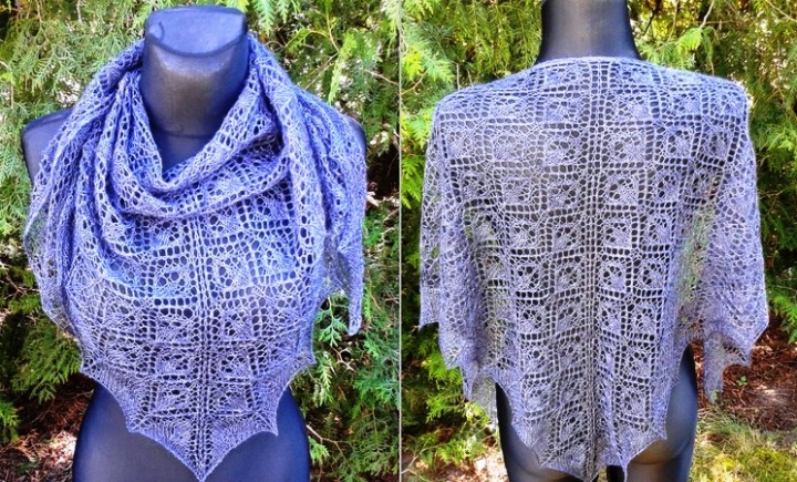 Lace shawl in blue