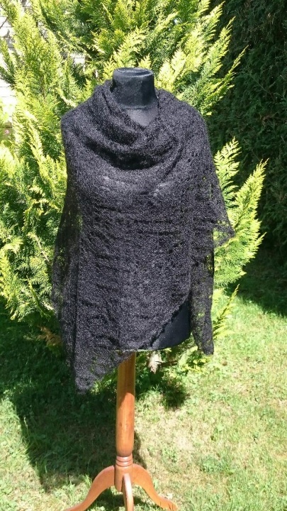 Handmade knitted Black shawl