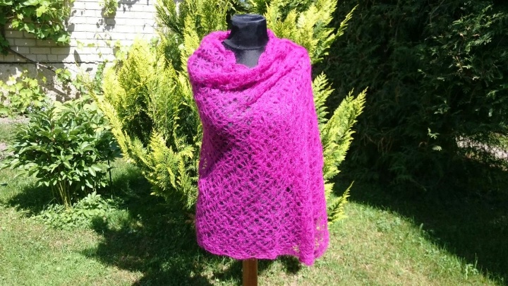 Crocheted handmade purple scarf