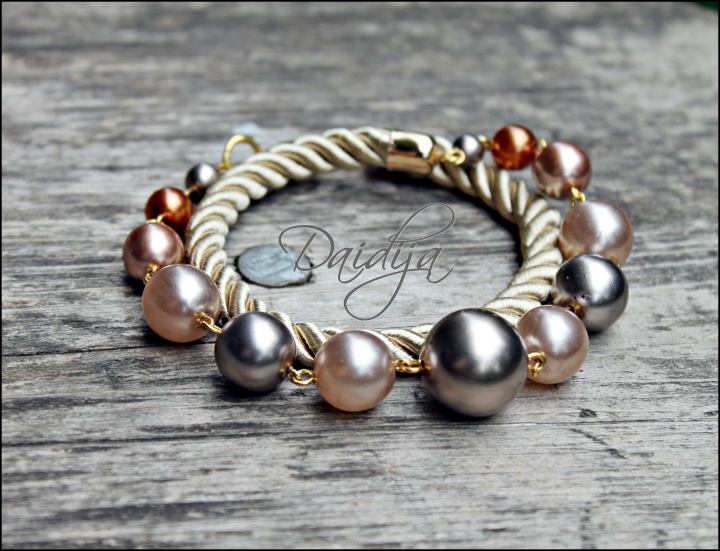 Glass Pearls and Silk Rope Bracelet, Pastel Color, Trending Jewelry