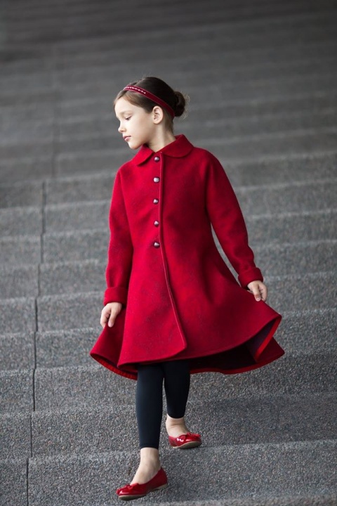 Red wool felted coat