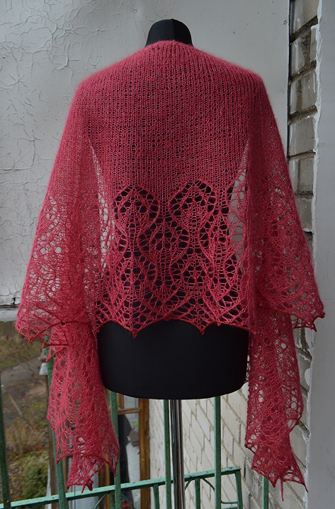 Red knitted shawl