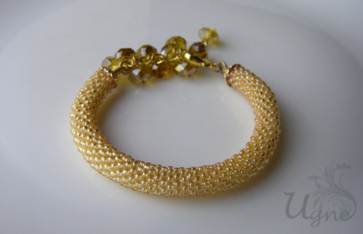 Golden bead crochet bracelet