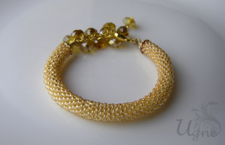 Golden bead crochet bracelet
