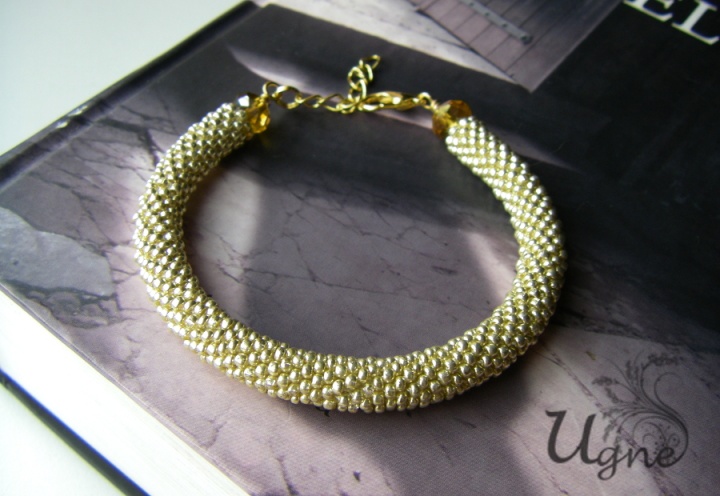 Golden bead crochet bracelet